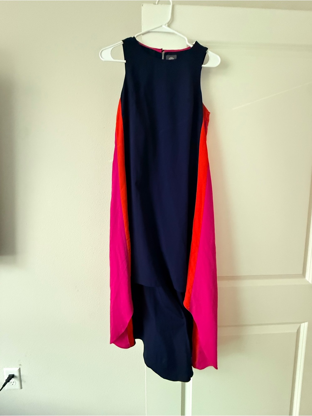 Vince Camuto Navy High-Low Dress with Pink & Red Panels